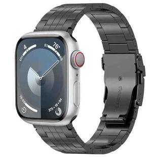 For Apple Watch Series 8 45mm Five-bead Safety Buckle Titanium Alloy Watch Band(Black)