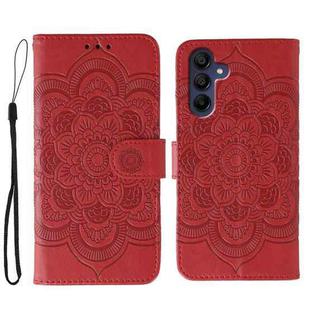 For Samsung Galaxy A25 Sun Mandala Embossing Pattern Phone Leather Case(Red)