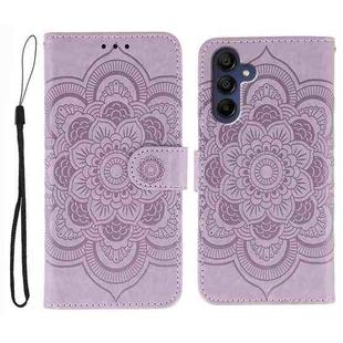 For Samsung Galaxy A25 Sun Mandala Embossing Pattern Phone Leather Case(Purple)