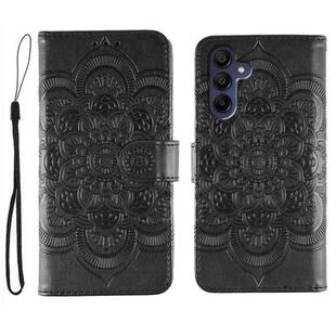 For Samsung Galaxy A36 Sun Mandala Embossing Pattern Phone Leather Case(Black)