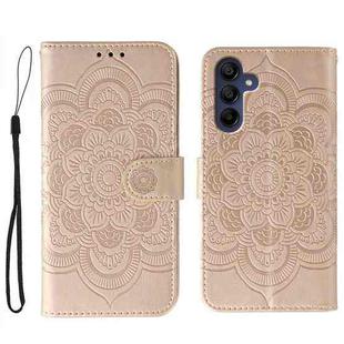 For Samsung Galaxy A36 Sun Mandala Embossing Pattern Phone Leather Case(Rose Gold)