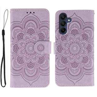 For Samsung Galaxy A36 Sun Mandala Embossing Pattern Phone Leather Case(Purple)