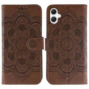 For Samsung Galaxy A05 Sun Mandala Embossing Pattern Phone Leather Case(Brown)