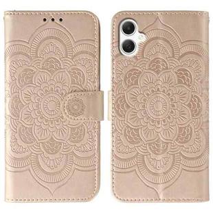 For Samsung Galaxy A05 Sun Mandala Embossing Pattern Phone Leather Case(Rose Gold)