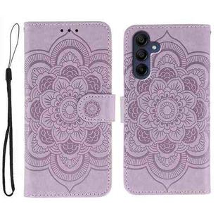 For Samsung Galaxy S25+ / S24+ 5G Sun Mandala Embossing Pattern Phone Leather Case(Purple)