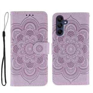 For Samsung Galaxy S25 / S24 5G Sun Mandala Embossing Pattern Phone Leather Case(Purple)