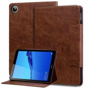 For Huawei MediaPad M5 Lite 8.0 inch Cat Buckle Leather Smart Tablet Case(Brown)