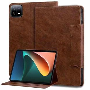 For Xiaomi Pad 7 Cat Buckle Leather Tablet Case(Brown)