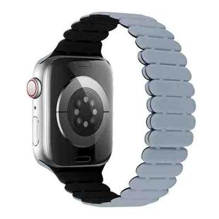 For Apple Watch SE 2023 44mm Bamboo Magnetic Silicone Watch Band(Grey Black)