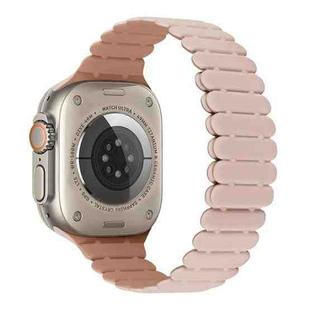 For Apple Watch Ultra 2 49mm Bamboo Magnetic Silicone Watch Band(Pink Rose Grey)