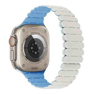 For Apple Watch Ultra 2 49mm Bamboo Magnetic Silicone Watch Band(White Fog Blue)