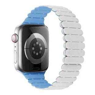 For Apple Watch Series 9 45mm Bamboo Magnetic Silicone Watch Band(White Fog Blue)