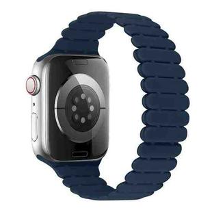 For Apple Watch Series 9 41mm Bamboo Magnetic Silicone Watch Band(Midnight Blue)