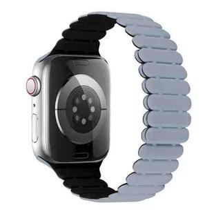 For Apple Watch Series 9 41mm Bamboo Magnetic Silicone Watch Band(Grey Black)