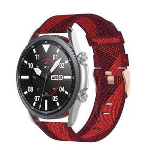 For Galaxy Watch 3 45mm Woven Nylon Watch Band, Size: Free Size 22mm(Red)