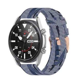 For Galaxy Watch 3 45mm Woven Nylon Watch Band, Size: Free Size 22mm(Blue White)