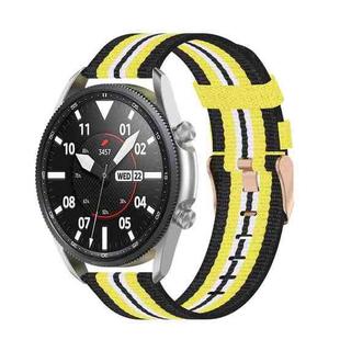 For Galaxy Watch 3 45mm Woven Nylon Watch Band, Size: Free Size 22mm(Black Yellow)