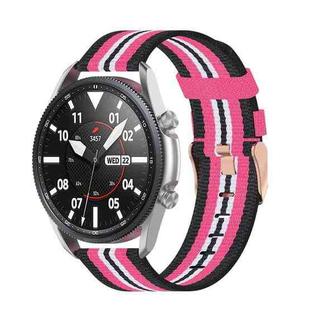 For Galaxy Watch 3 45mm Woven Nylon Watch Band, Size: Free Size 22mm(Black Pink)