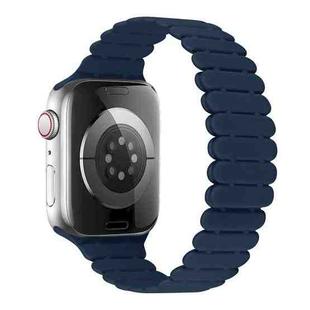For Apple Watch Series 3 42mm Bamboo Magnetic Silicone Watch Band(Midnight Blue)
