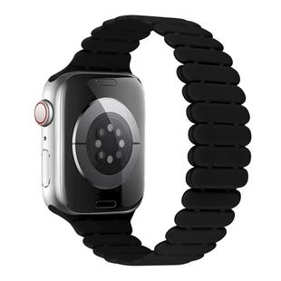 For Apple Watch Series 10 46mm Bamboo Magnetic Silicone Watch Band(Black)