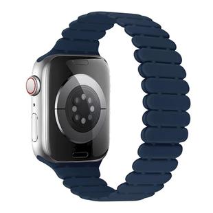 For Apple Watch Series 10 42mm Bamboo Magnetic Silicone Watch Band(Midnight Blue)