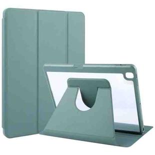 For iPad 10.2 2021 / 2020 / 2019 / Air 3 GEBEI Acrylic TPU 3-folding Rotating Smart Tablet Leather Case withh Pen Slot(Dark Green)