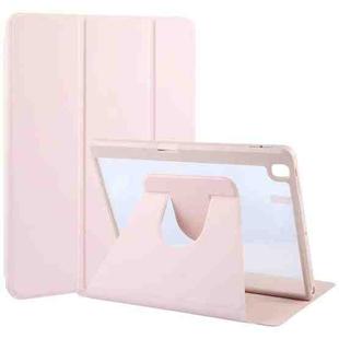 For iPad 10.2 2021 / 2020 / 2019 / Air 3 GEBEI Acrylic TPU 3-folding Rotating Smart Tablet Leather Case withh Pen Slot(Pink)