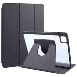 For iPad 10th Gen 10.9 2022 GEBEI Acrylic TPU 3-folding Rotating Smart Tablet Leather Case withh Pen Slot(Black)