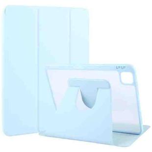 For iPad Air 11 2024 / Air 5 / Air 4 GEBEI Acrylic TPU 3-folding Rotating Smart Tablet Leather Case withh Pen Slot(Sky Blue)