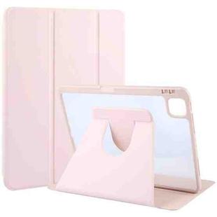 For iPad Air 11 2024 / Air 5 / Air 4 GEBEI Acrylic TPU 3-folding Rotating Smart Tablet Leather Case withh Pen Slot(Pink)