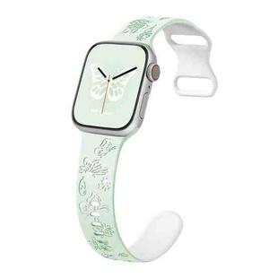 For Apple Watch SE 2023 40mm Colorful Butterfly Pattern 8-shaped Buckle Silicone Watch Band(Light Mint White)