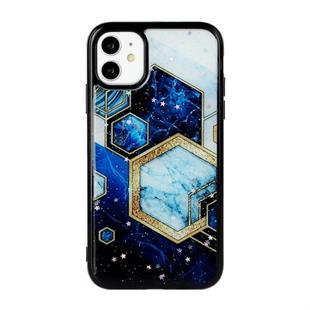 For iPhone 11 Marble Series Stars Powder Dropping Epoxy TPU Protective Case(Starry Sky Hexagon)