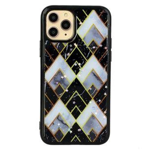 For iPhone 11 Pro Marble Series Stars Powder Dropping Epoxy TPU Protective Case(Diamond Plaid)