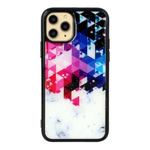 For iPhone 11 Pro Marble Series Stars Powder Dropping Epoxy TPU Protective Case(Colorful Plaid)