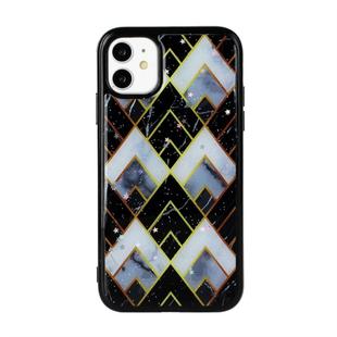 For iPhone 11 Pro Max Marble Series Stars Powder Dropping Epoxy TPU Protective Case(Diamond Plaid)