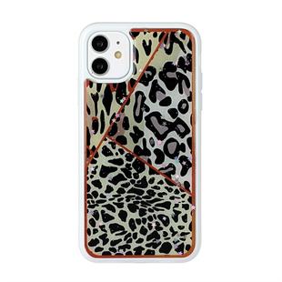 For iPhone 11 Pro Max Marble Series Stars Powder Dropping Epoxy TPU Protective Case(Leopard Plaid)