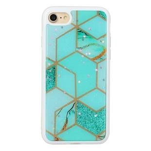 For iPhone SE 2022 / SE 2020 / 8 / 7 Marble Series Stars Powder Dropping Epoxy TPU Protective Case(Emerald Plaid)