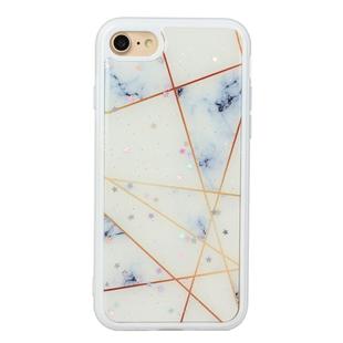For iPhone SE 2022 / SE 2020 / 8 / 7 Marble Series Stars Powder Dropping Epoxy TPU Protective Case(White Plaid)