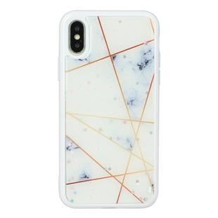 For iPhone X / XS Marble Series Stars Powder Dropping Epoxy TPU Protective Case(White Plaid)