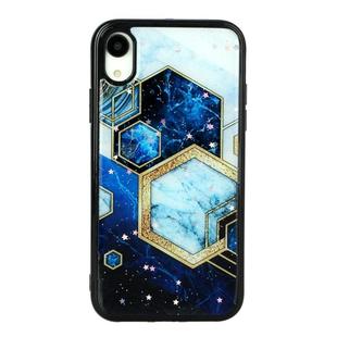 For iPhone XR Marble Series Stars Powder Dropping Epoxy TPU Protective Case(Starry Sky Hexagon)