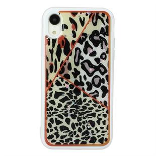 For iPhone XR Marble Series Stars Powder Dropping Epoxy TPU Protective Case(Leopard Plaid)