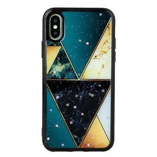 For iPhone XS Max Marble Series Stars Powder Dropping Epoxy TPU Protective Case(Splicing Marble)