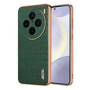 For vivo X100 Pro 5G / X100s Pro AZNS Electroplated Frame Crocodile Texture Full Coverage Phone Case(Green)