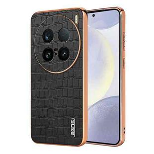 For vivo X100 Ultra AZNS Electroplated Frame Crocodile Texture Full Coverage Phone Case(Black)