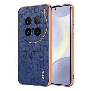 For vivo X100 Ultra AZNS Electroplated Frame Crocodile Texture Full Coverage Phone Case(Blue)