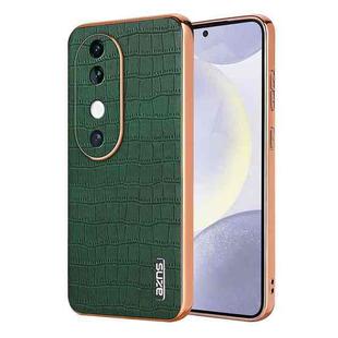 For vivo S19 AZNS Electroplated Frame Crocodile Texture Full Coverage Phone Case(Green)