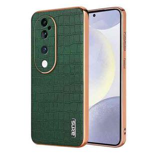 For vivo S19 Pro AZNS Electroplated Frame Crocodile Texture Full Coverage Phone Case(Green)