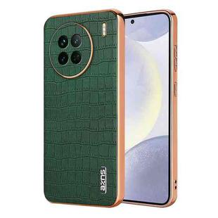 For vivo X90 / X90s AZNS Electroplated Frame Crocodile Texture Full Coverage Phone Case(Green)