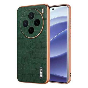 For vivo X200 AZNS Electroplated Frame Crocodile Texture Full Coverage Phone Case(Green)