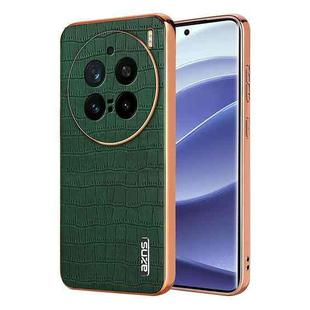 For vivo X200 Pro AZNS Electroplated Frame Crocodile Texture Full Coverage Phone Case(Green)
